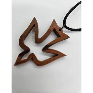 Olive Wood Dove Necklace Pendant Peace Bird Charm Boho Wooden Jewelry Gift